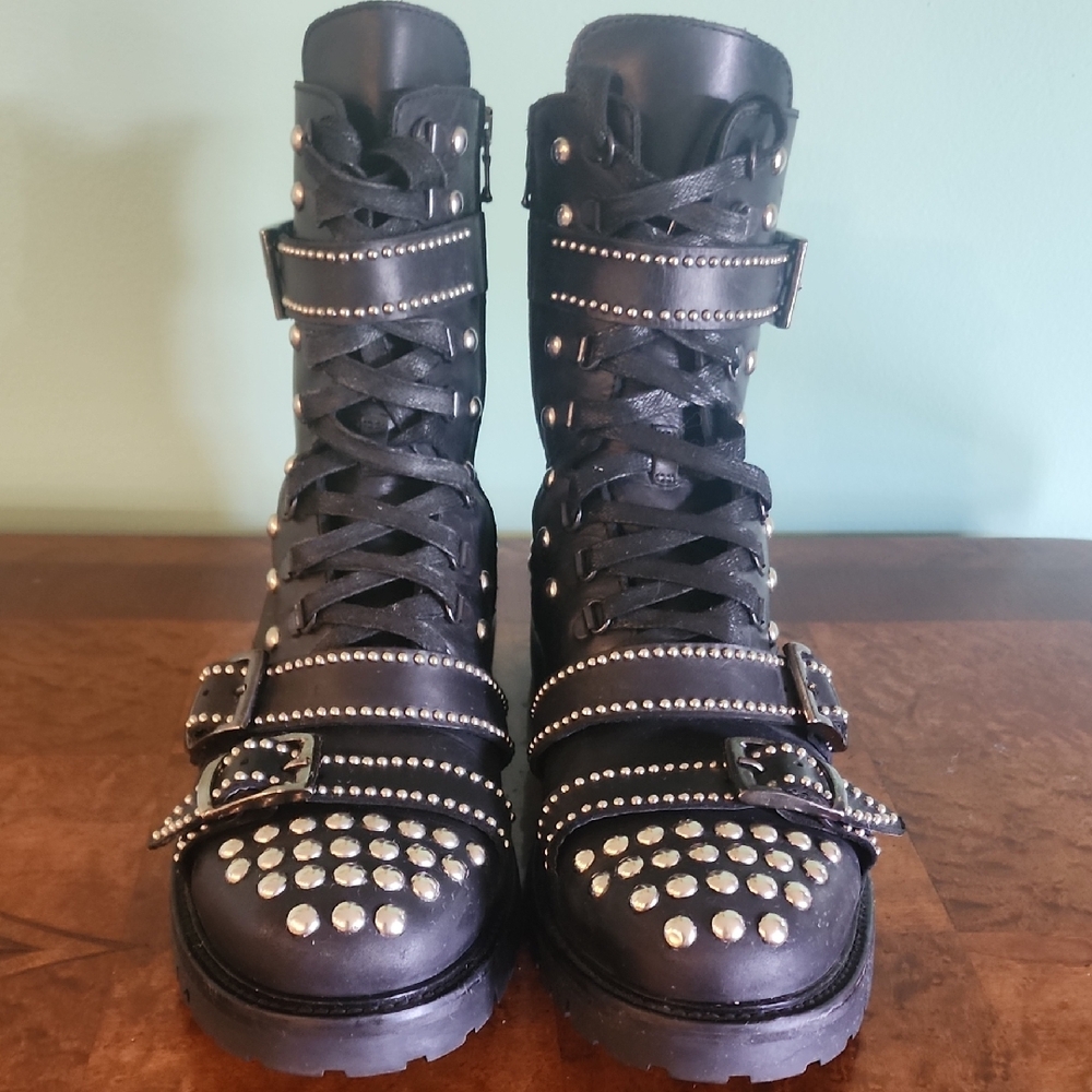 Christian Pellizzari Men's Black Studded Boots